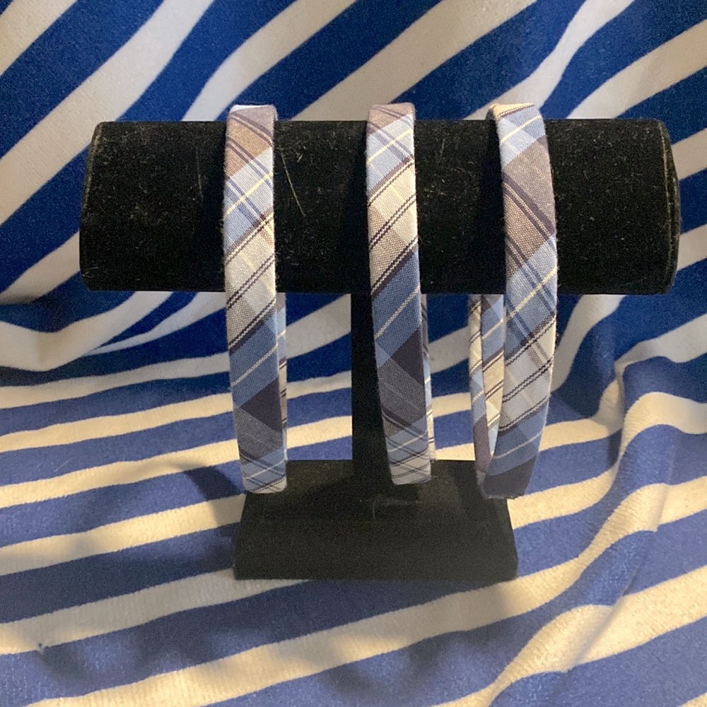 Set of 3 girls school headbands plaid